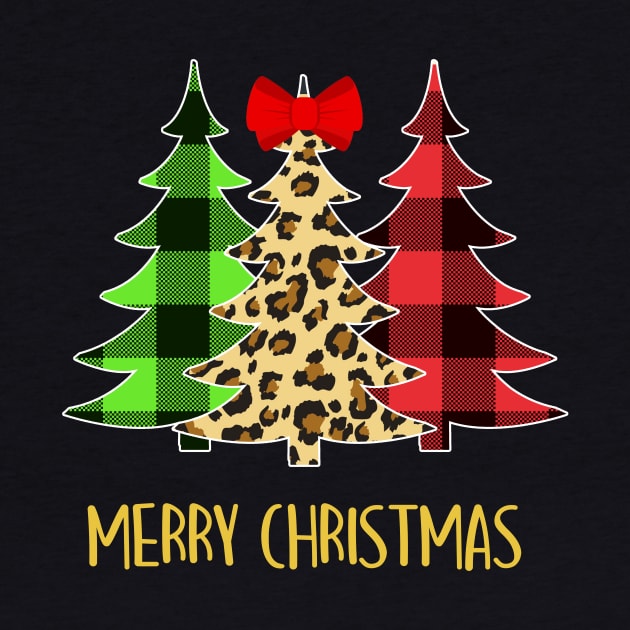 Merry Christmas Tree Leopard Buffalo plaid by WinDorra